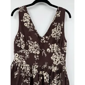Blue Plate Floral Fit & Flare Midi Dress Womens Large Brown Cream Floral Boho thumbnail 4