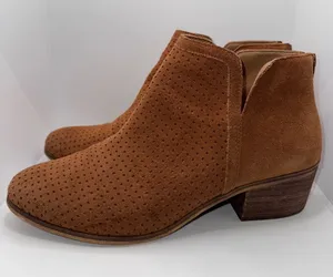 Susina Kyle-Lea Perforated Suede Ankle Bootie Boots Women’s 10 Tan thumbnail 1