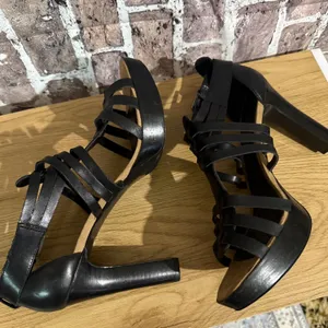 Lauren Ralph Lauren Safia Strappy Platform Sandals Women 10B Black Leather Dress thumbnail 7