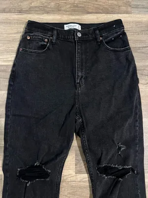 Abercrombie & Fitch Woman’s The Ankle Straight Ultra High Rise Black Jeans 29 thumbnail 2