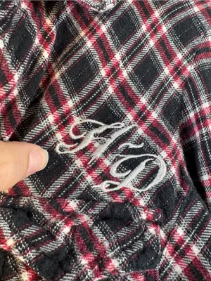 Harley Davidson Red Black Plaid Button Down Shirt Womens L Embroidered Flannel thumbnail 7