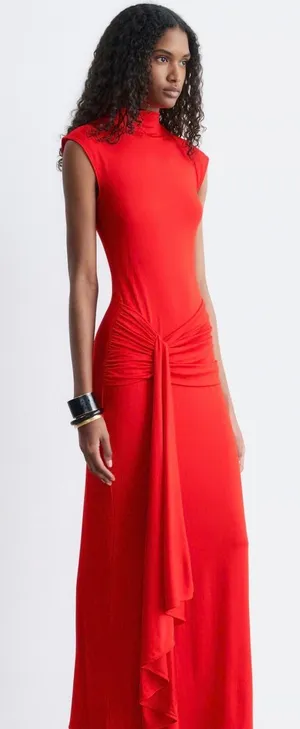 & Other Stories Dress sleeveless tie waist midi red thumbnail 1