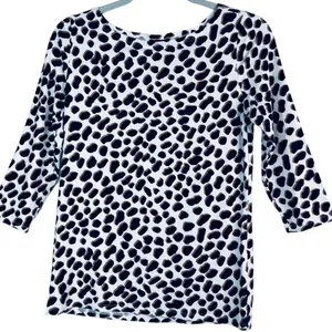 Ann Taylor Animal Print Boat Neck 3/4 Sleeve Blouse S thumbnail 1