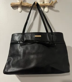 Kate Spade Black Patent Leather Bow‎ Accent ToteC thumbnail 1