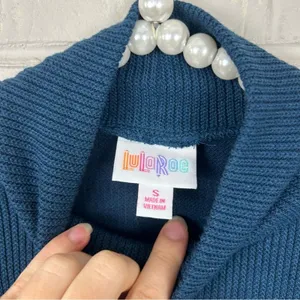 Lularoe Blue Ribbed Mock Neck Lightweight Knit Long Sleeve Size S thumbnail 7