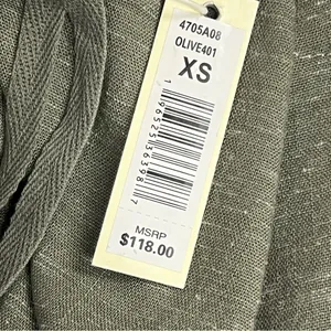 NWT Max Studio Women's Cropped Wide Leg Trousers XS Pull-on linen blend olive thumbnail 8