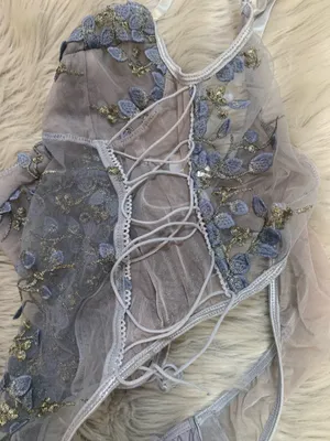 SHEIN Butterfly Embroidered Mesh Teddy Bodysuit Lingerie Medium thumbnail 7