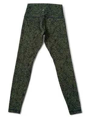 Lululemon Wunder Under Hi-Rise Pencil Lace Brave Olive Black pants leggings 31” thumbnail 1