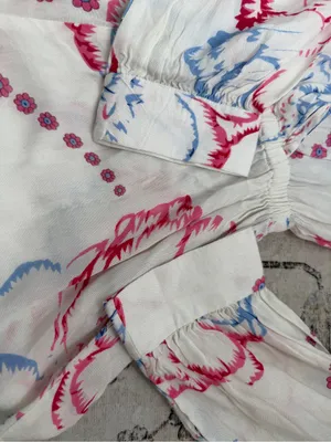 Anthropologie RAGA White Romper with Pink and Light Blue Floral Print thumbnail 9
