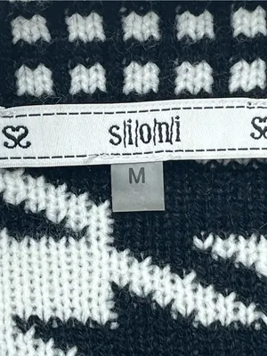 SIONI Black White Houndstooth Knit Wool Blend Cardigan Sweater Jacket Medium thumbnail 8