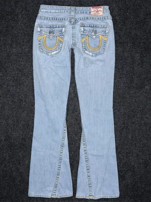 RARE Vintage True Religion Ultra Low Rise Twisted Flare Jeans Distressed 27 x 33 thumbnail 3