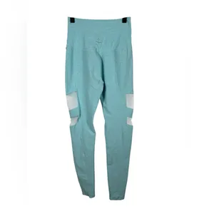 Beyond Yoga Leggings Small‎ Aqua Blue Mesh Panel High Rise Yoga Pants thumbnail 3