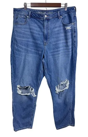 American Eagle Mom Jeans Distressed Ripped Knees Medium Wash Comfort Waist 20 thumbnail 1