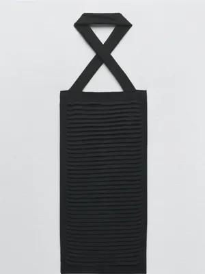 Zara New Knit Halter Ribbed Mini Dress thumbnail 6