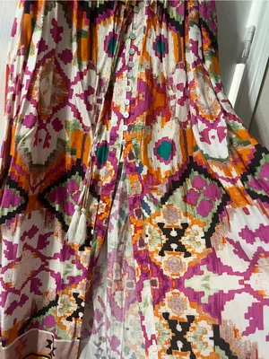 Boho Off-Shoulder Smocked in Pink & Orange thumbnail 3