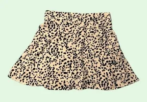 Womens Skirt Mini Skater‎ Style Beige Black Dotted Pattern thumbnail 1