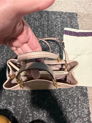 Tory Burch Quilted Taupe Tote Bag with Gold Hardware thumbnail 6
