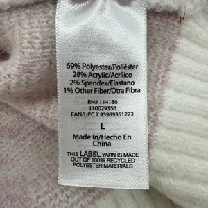 NEW NWT 525 Women's Large Super Soft Crewneck Lurex‎ Fairisle Sweater Pink White thumbnail 8