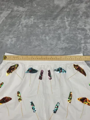 Queen of Sparkles 2 Piece Crop Top Shorts Set White Sequin XL Coctail Umbrellas thumbnail 14