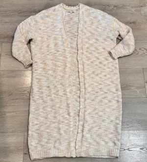 Penelope Rose Open Front Cardigan Duster Sweater XSmall Small Cream‎ Knit thumbnail 1