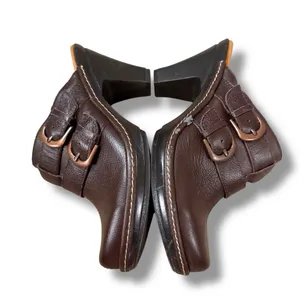 Bjorndal Juliana Brown Leather Slip‎ On Buckle Heeled Mules Sz 6.5 thumbnail 4