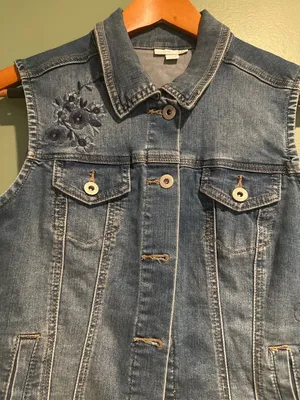 Westport 1962 Embroidered Denim Vest Small Y2K Boho Indie Cowgirl Layering Top thumbnail 3