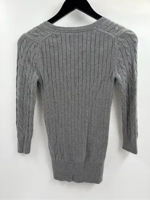 American Eagle y2k 90s 2000s grey long sleeve cable knit sweater size small thumbnail 7