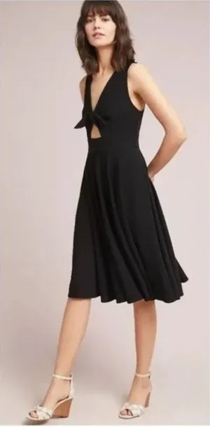 Anthropologie Hutch bow cut out black mini dress Sz‎ S thumbnail 1