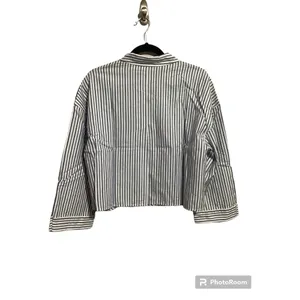 Everlane Womens Size M Blue White Striped Button Crop Cotton Woven PJ Top thumbnail 3