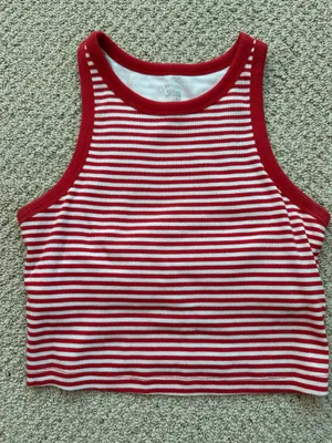 Aerie OFFLINE by Tank Cropped Red and White Striped S thumbnail 1