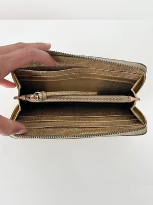 Vintage Chloé Metallic Pebbled Leather Gold Zip Around Continental Wallet thumbnail 4