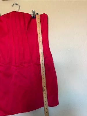 House of CB Laila Red Satin Strapless Hourglass Cocktail Mini dress Size M NWOT thumbnail 14
