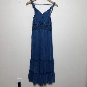 Lapogee Women Babydoll Maxi Denim Dress XL Tiered Boho Fairy Grunge Indie Sleaze thumbnail 3