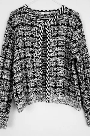 Sioni Tweed Boucle Knit Cardigan Sweater Blazer Women's Size Small thumbnail 1