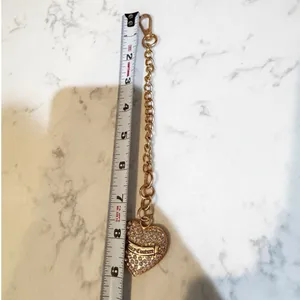 Juicy Couture gold tone heart keychain shimmering pave crystals accents Glam thumbnail 8