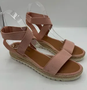 Lucky Brand Thimba Ankle Wrap Espadrille Sandal size 7.5‎ pink linen summer thumbnail 1