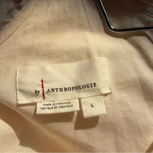 Anthropologie Textured Off The Shoulder Lace Blouse Cream Large thumbnail 7