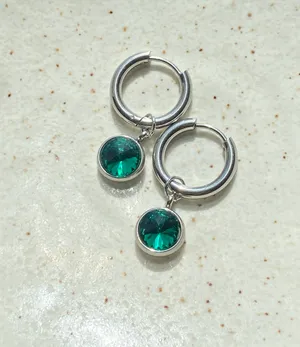 stainless steel green simple minimalist hoop earrings💚 thumbnail 5