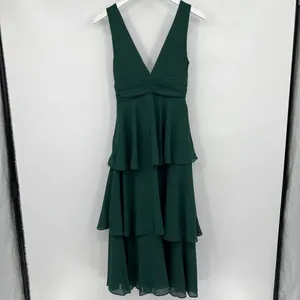 Lulus‎ Celebration Time Emerald Green Sleeveless Tiered Midi Dress Size XS thumbnail 6