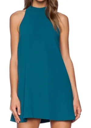 Lovers + Friends Lily Halter Sleeveless Mini Swing Dress Teal Green Medium thumbnail 1