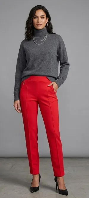 SOHO Apparel Red Slim Ankle Pants Zip Pocket Stretch Career Chic Size M NWT thumbnail 1