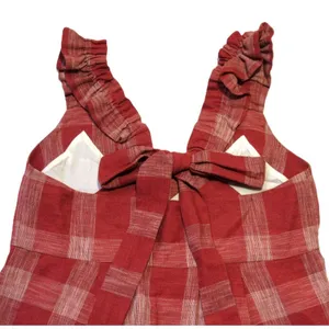Sézane NWT Lizon in Ocre Ecru Plaid Tie Back Pleated Linen Dress 40 / US 8 thumbnail 7