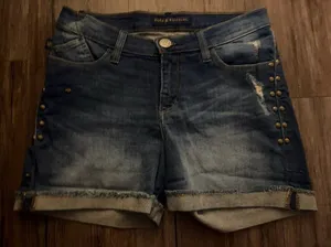 Y2K Rock & Republic Blue Jean Studded Shorts 4 Med Wash thumbnail 1