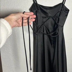 HELLO MOLLY Black Corset Tie Back Midi Dress Cocktail Party Slip Sexy Size 6 thumbnail 7