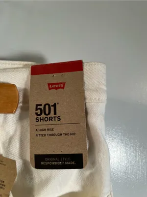 Levi’s Women’s Size 33 501 Original Cutoff Denim Shorts Cream White‎ High Rise thumbnail 12