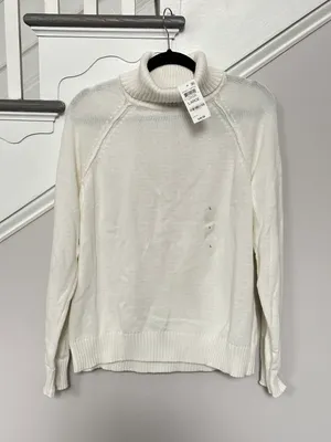 NWT Luxsoft Turtleneck Sweater White Size Large thumbnail 3