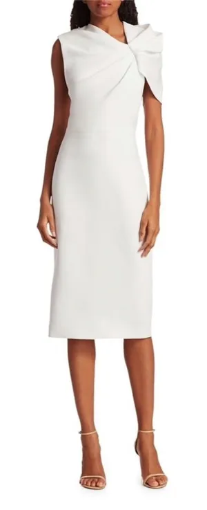 Alice + Olivia Kiro White Ruffle Gathered One Shoulder Wedding Sheath Dress 2 thumbnail 1