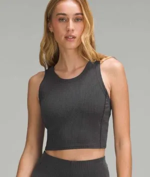 Lululemon Ribbed Softstreme Cropped Tank Top Black Size 0 NEW thumbnail 1
