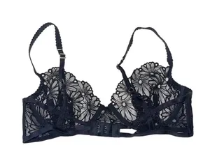 For Love and Lemons Lilou Bra Black Sheer Floral Lace Balconette thumbnail 5