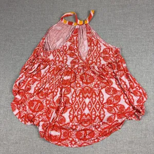 Free People Tank Tunic Womens M Red Paisley Halter Keyhole Lightweight thumbnail 9
